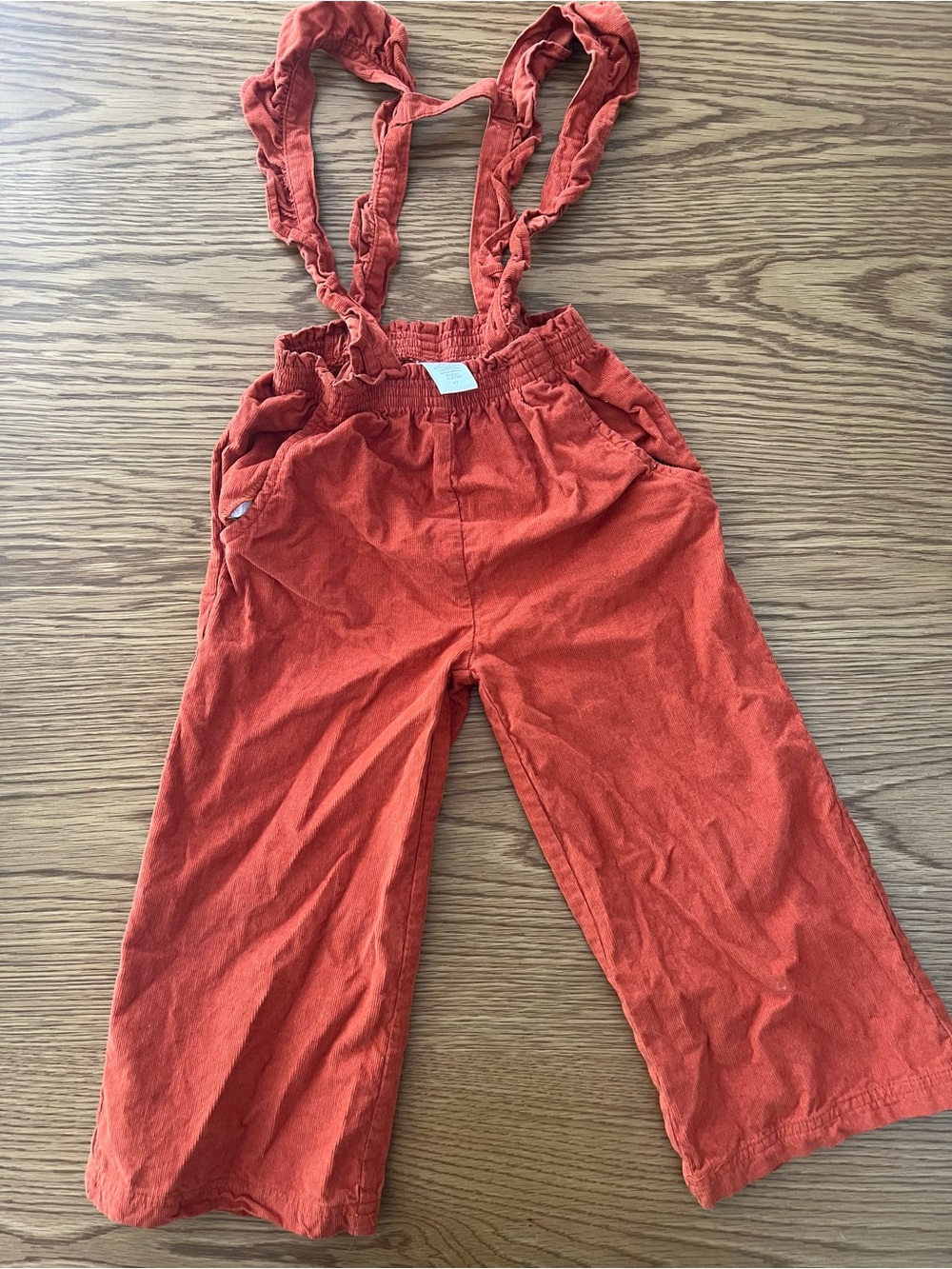 Ruffle Butts Rust Ruffle-Strap Wide-Leg Overalls - Picture 2 of 2